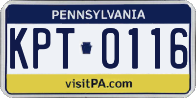 PA license plate KPT0116