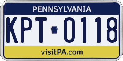 PA license plate KPT0118