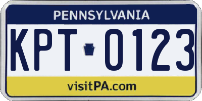 PA license plate KPT0123