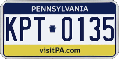 PA license plate KPT0135