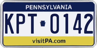 PA license plate KPT0142