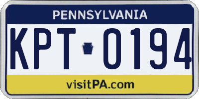 PA license plate KPT0194