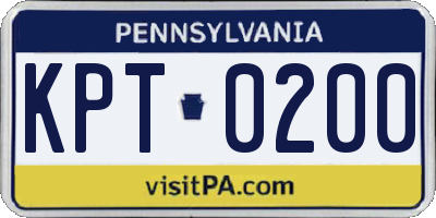 PA license plate KPT0200