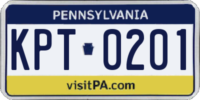 PA license plate KPT0201