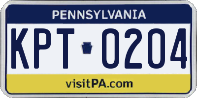 PA license plate KPT0204