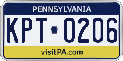 PA license plate KPT0206