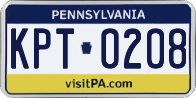 PA license plate KPT0208