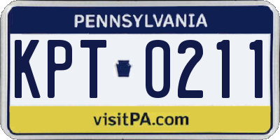 PA license plate KPT0211