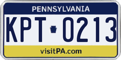 PA license plate KPT0213