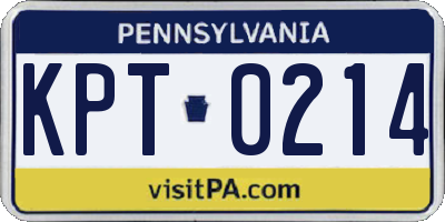 PA license plate KPT0214