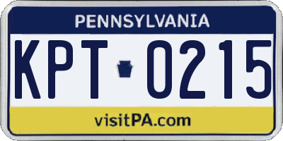 PA license plate KPT0215
