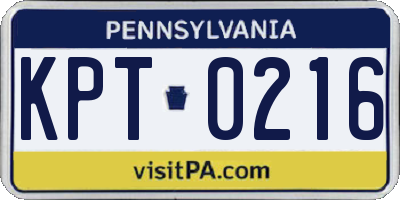 PA license plate KPT0216