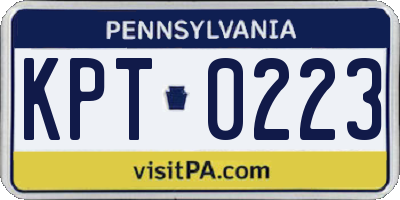 PA license plate KPT0223