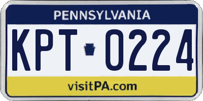 PA license plate KPT0224