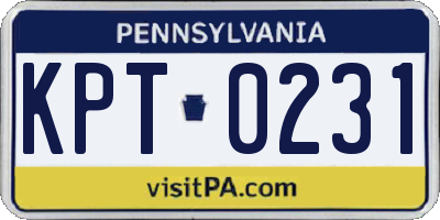 PA license plate KPT0231