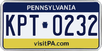 PA license plate KPT0232