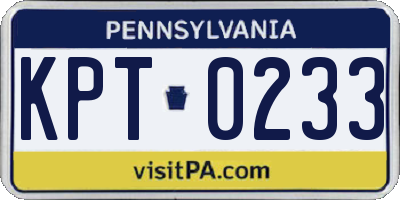 PA license plate KPT0233