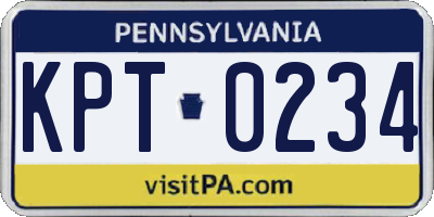 PA license plate KPT0234