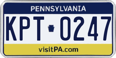 PA license plate KPT0247