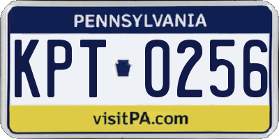 PA license plate KPT0256