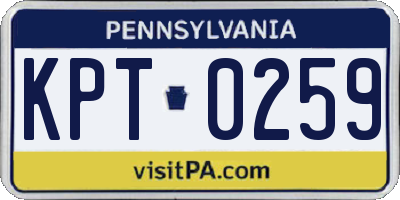 PA license plate KPT0259