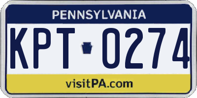 PA license plate KPT0274