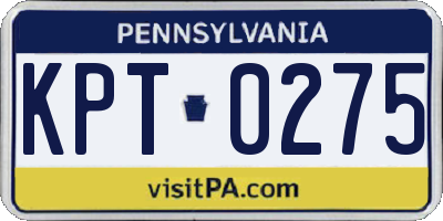 PA license plate KPT0275