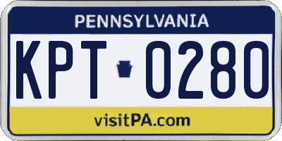 PA license plate KPT0280