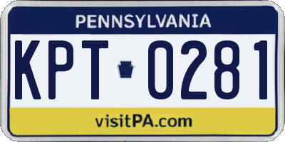 PA license plate KPT0281