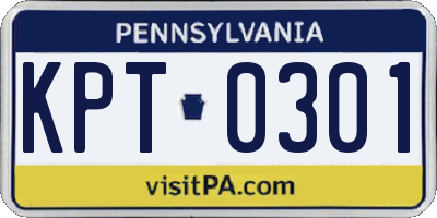 PA license plate KPT0301