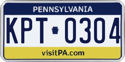 PA license plate KPT0304