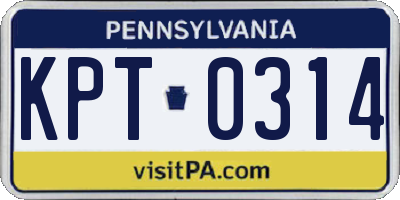 PA license plate KPT0314