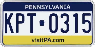 PA license plate KPT0315