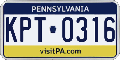 PA license plate KPT0316