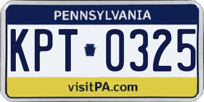 PA license plate KPT0325