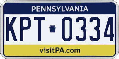 PA license plate KPT0334