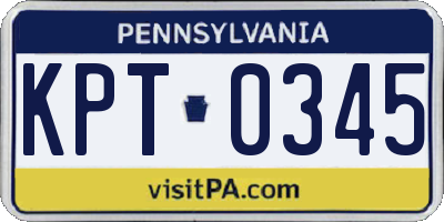 PA license plate KPT0345