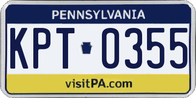 PA license plate KPT0355