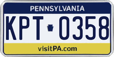 PA license plate KPT0358