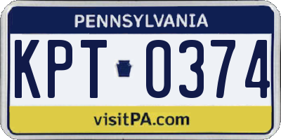 PA license plate KPT0374
