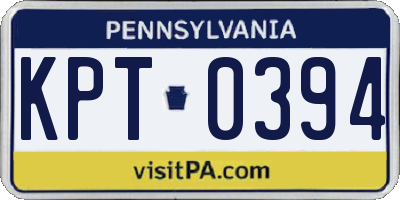 PA license plate KPT0394