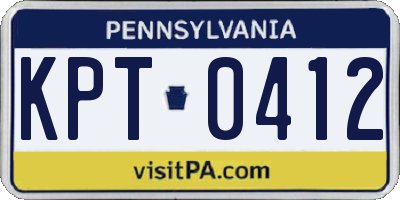 PA license plate KPT0412