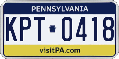PA license plate KPT0418