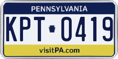 PA license plate KPT0419