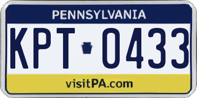PA license plate KPT0433