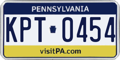 PA license plate KPT0454