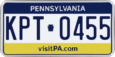 PA license plate KPT0455