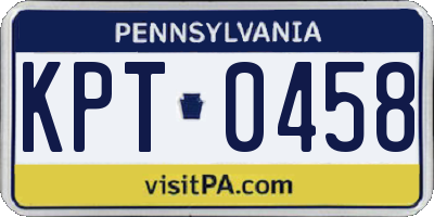 PA license plate KPT0458