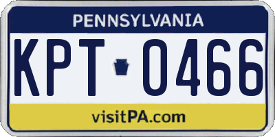PA license plate KPT0466