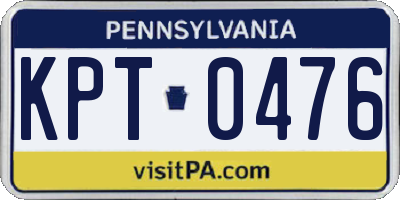 PA license plate KPT0476